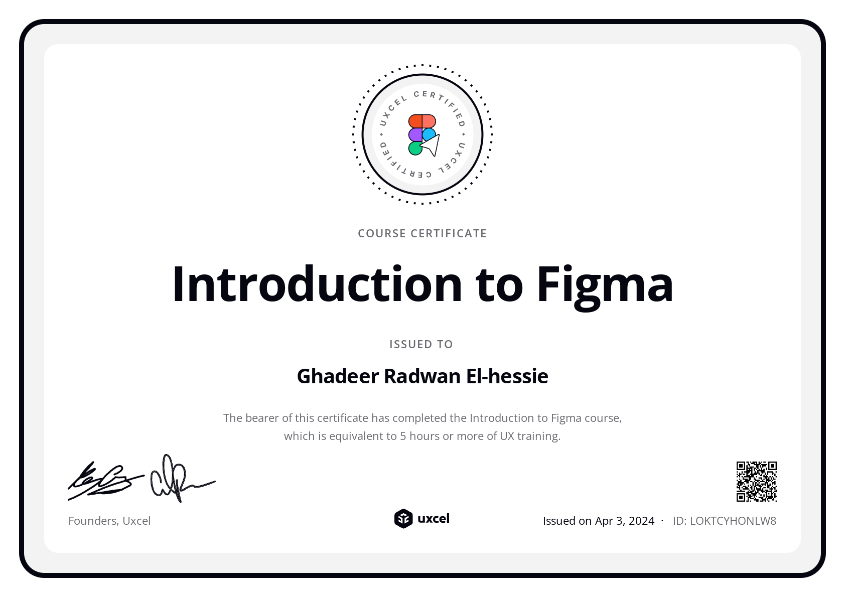 Ghadeer Radwan El-hessie's certificate